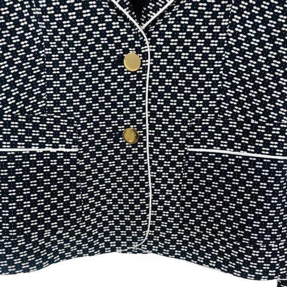 Juicy Couture Blazer Jacket Size 2 Navy Blue Tweed Knit Collared Coat Preppy - Picture 3 of 10